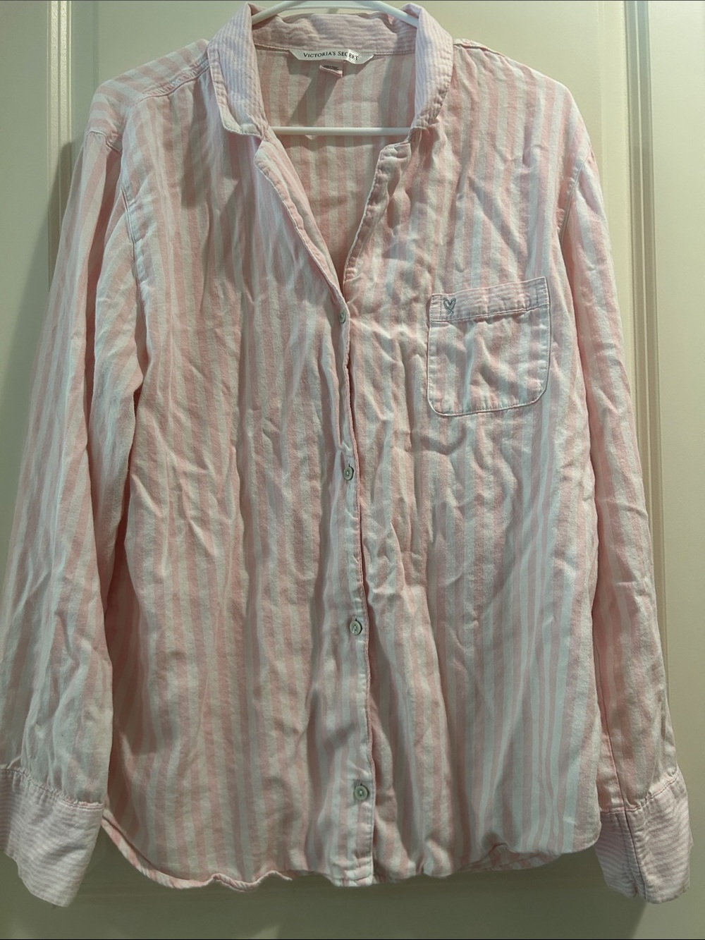 Victoria's Secret Striped Button Down Pajama Lounge Long Sleeves Shirt size L